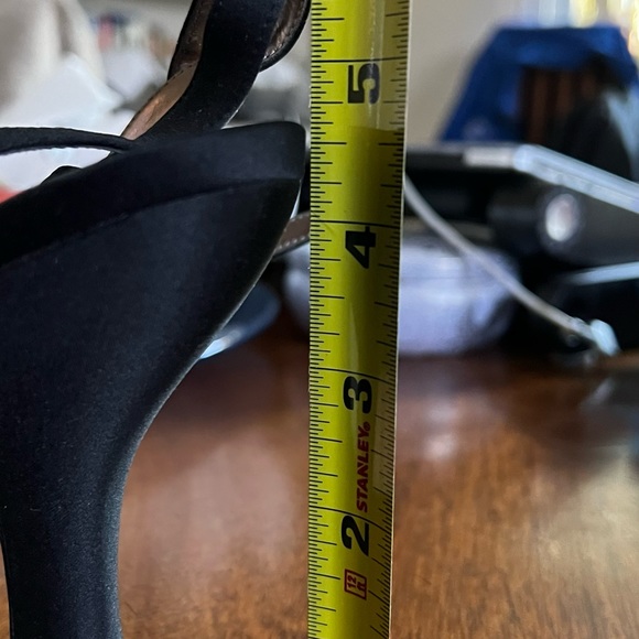 Nordstrom BP black satin platform with peep toe evening shoes - Picture 6 of 6